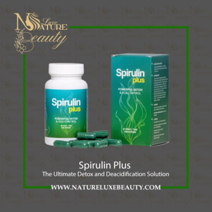 Spirulin Plus supplement container and packaging by Nature Luxe Beauty