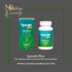 Spirulin Plus front view of supplement box and container by Nature Luxe Beauty