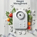 Professional design representing the Weight Management category, featuring a digital scale, fresh fruits, a tape measure, and fitness icons, with the text 'Weight Management' and the brand name 'Nature Luxe Beauty.